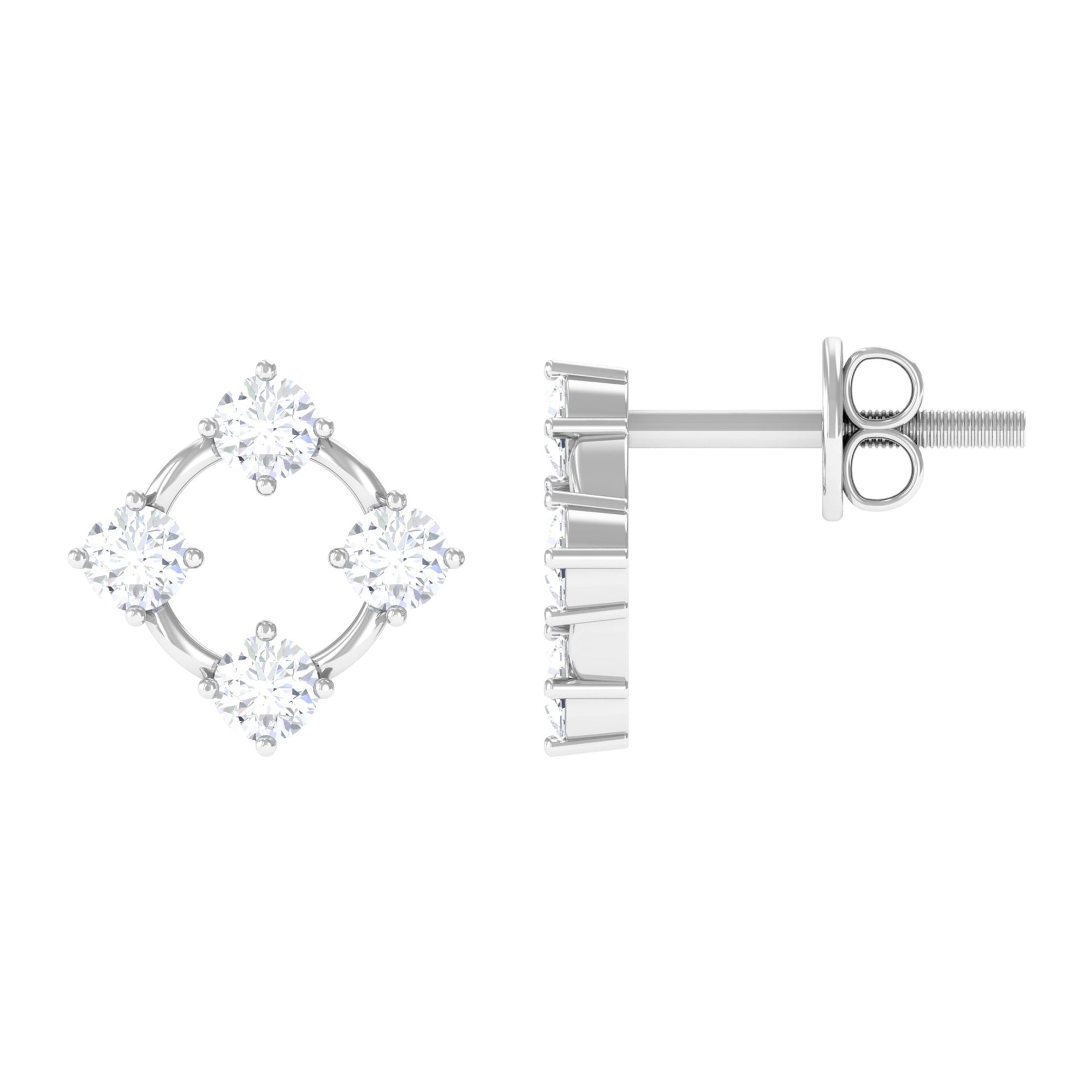 Natural Womens Diamond Stud Earrings with Screw Back