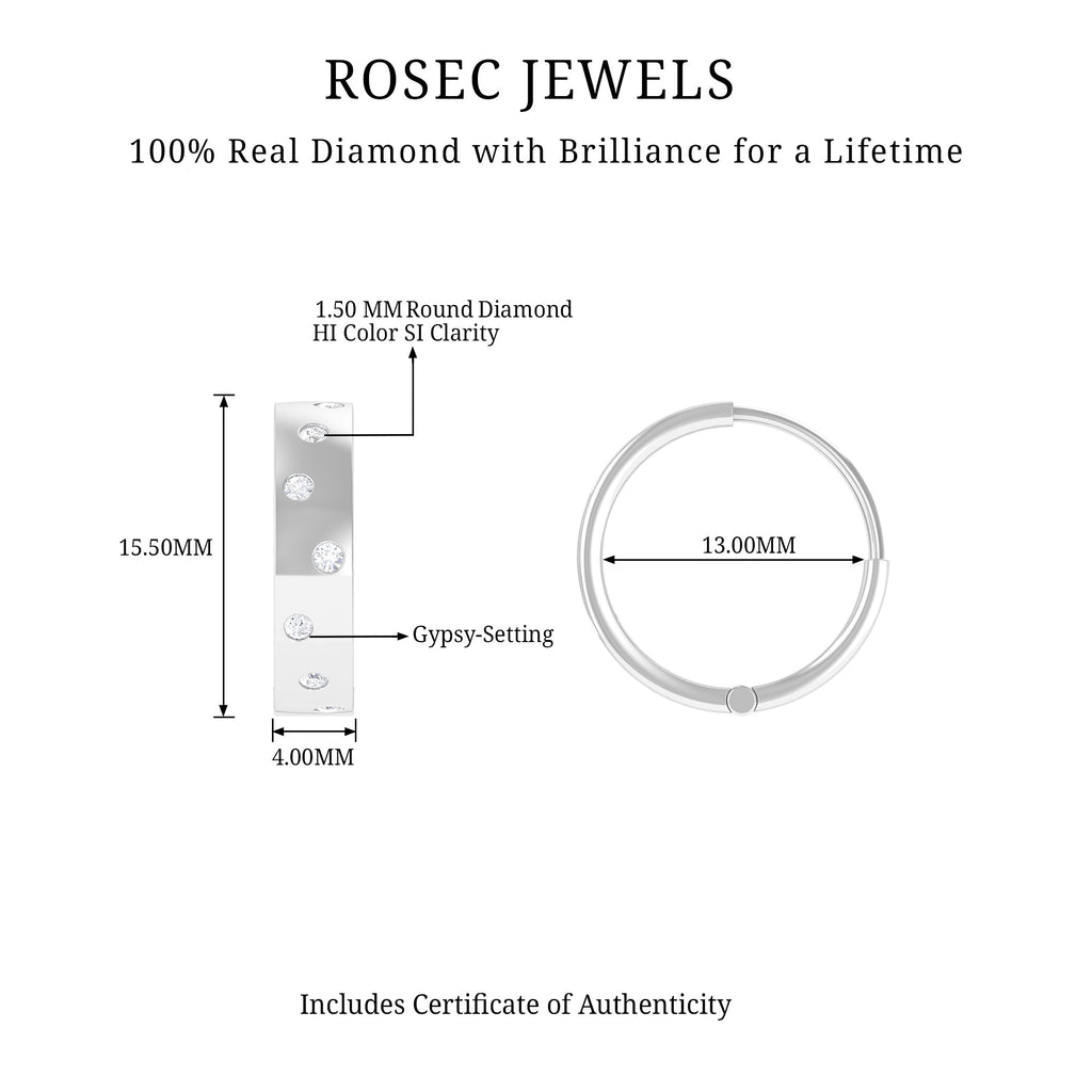 Flush Set Diamond Hoop Earrings For Women