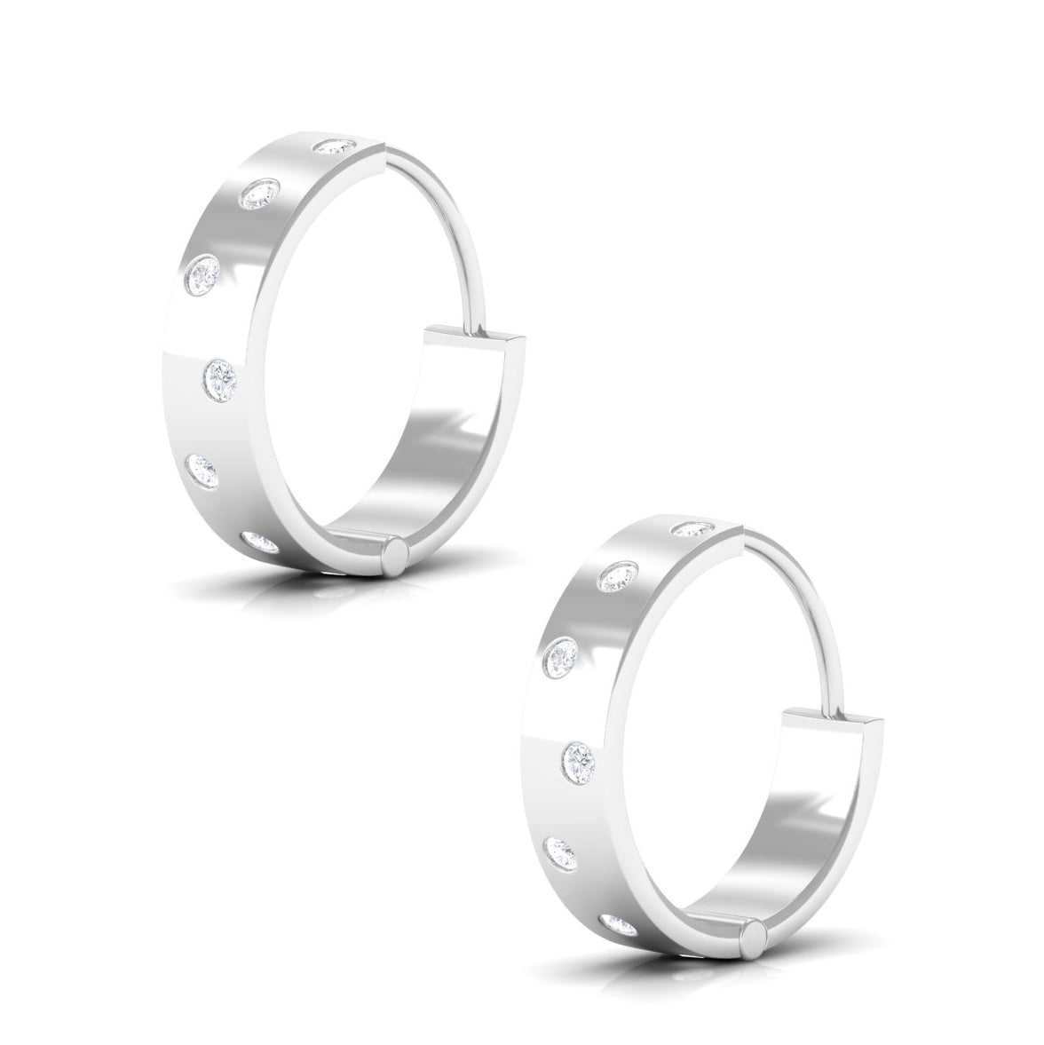 Flush Set Diamond Hoop Earrings For Women