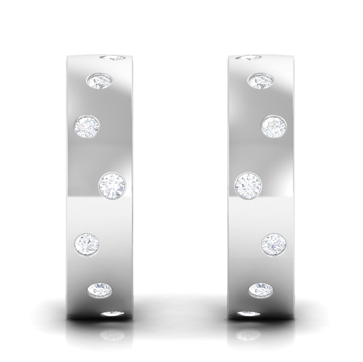 Flush Set Diamond Hoop Earrings For Women