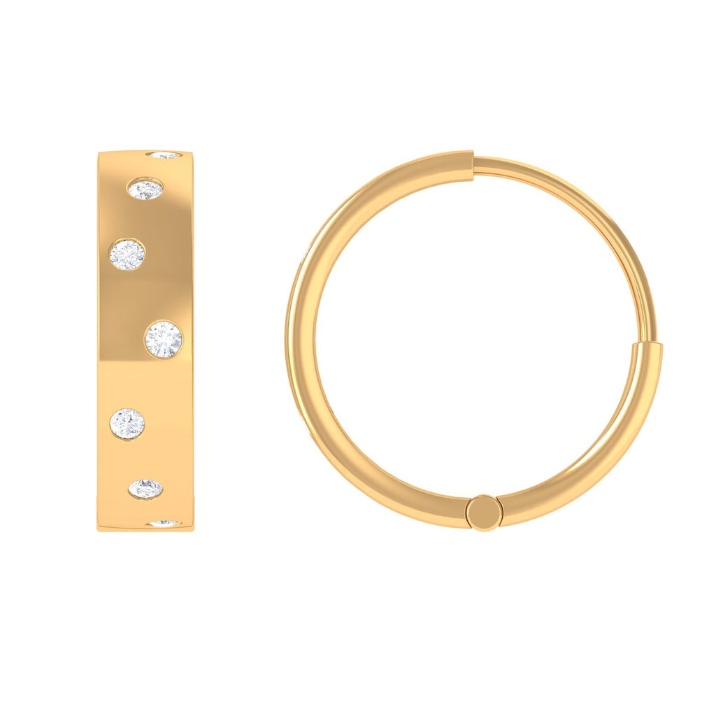 Flush Set Diamond Hoop Earrings For Women