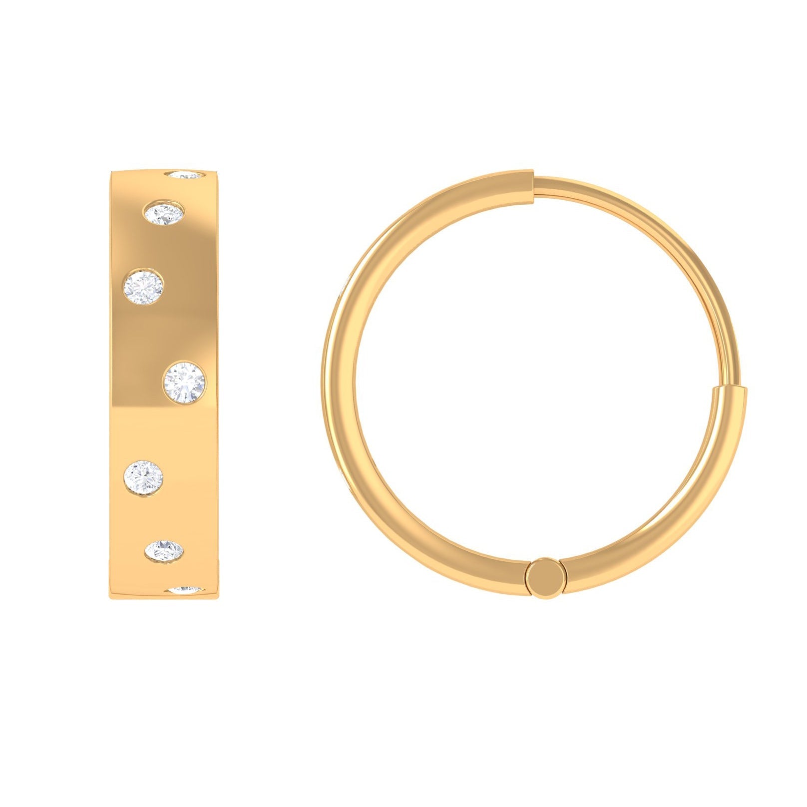 Flush Set Diamond Hoop Earrings For Women