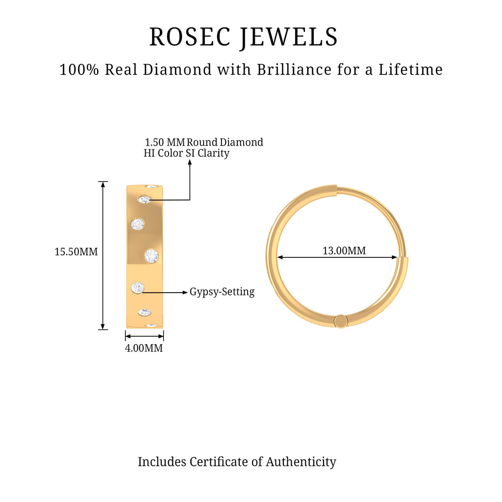 Flush Set Diamond Hoop Earrings For Women