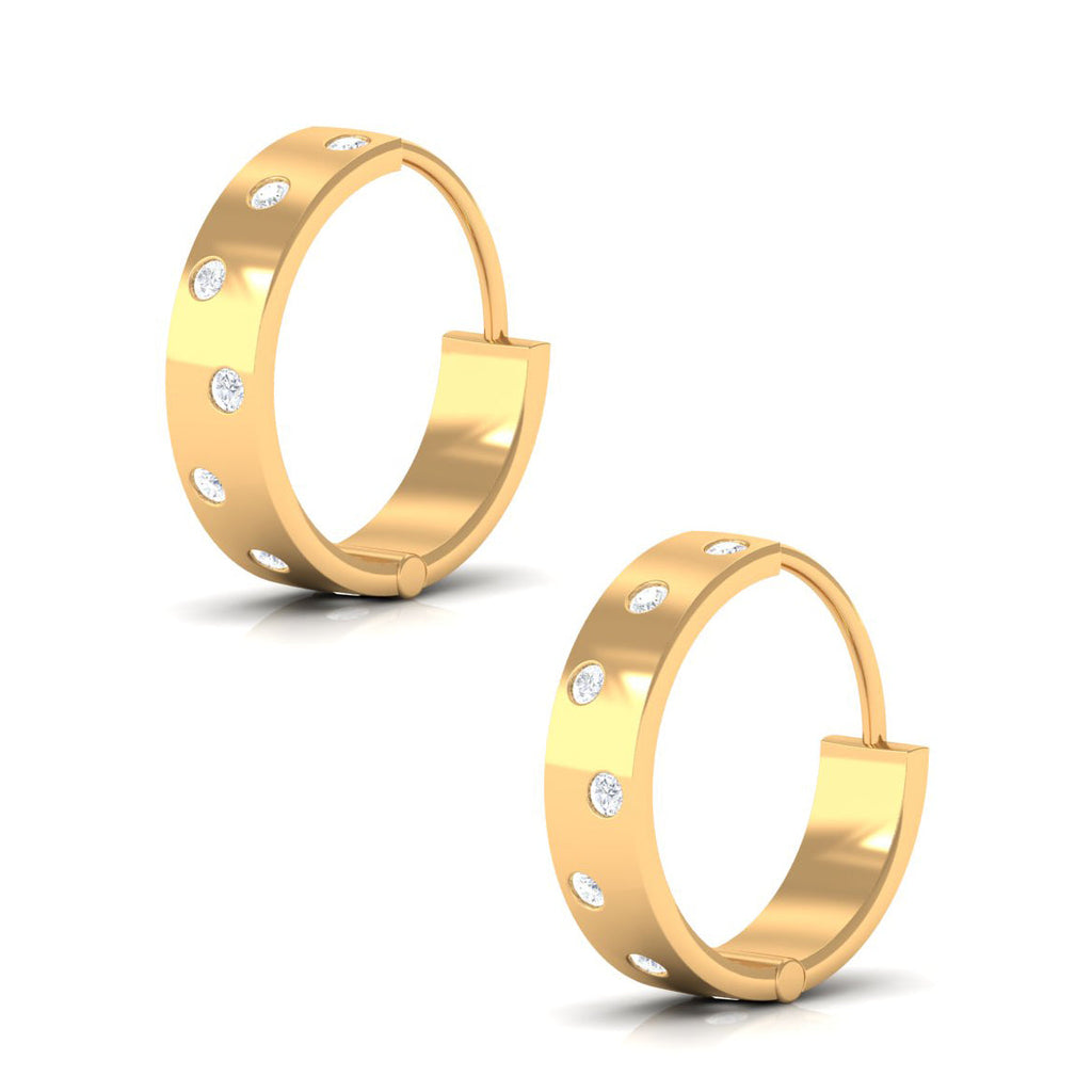 Flush Set Diamond Hoop Earrings For Women