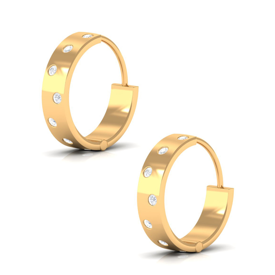 Flush Set Diamond Hoop Earrings For Women