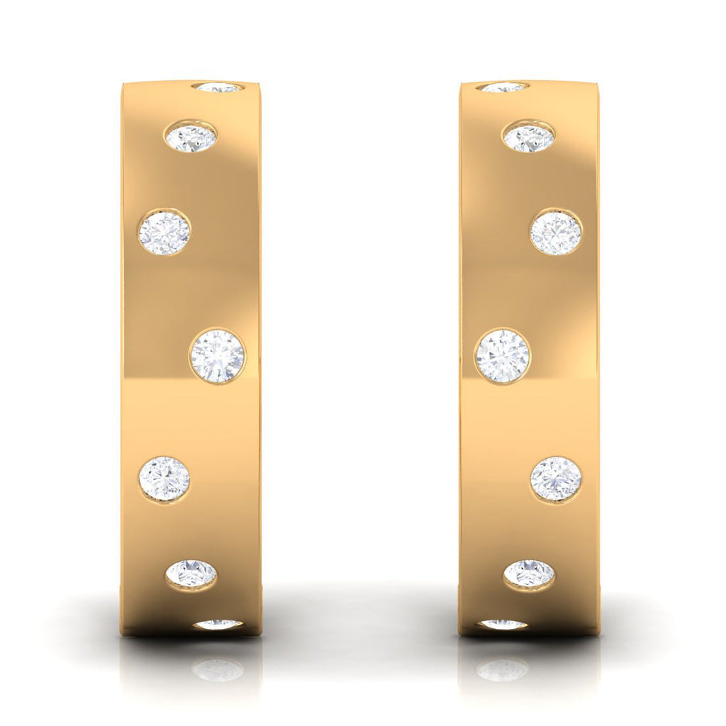 Flush Set Diamond Hoop Earrings For Women