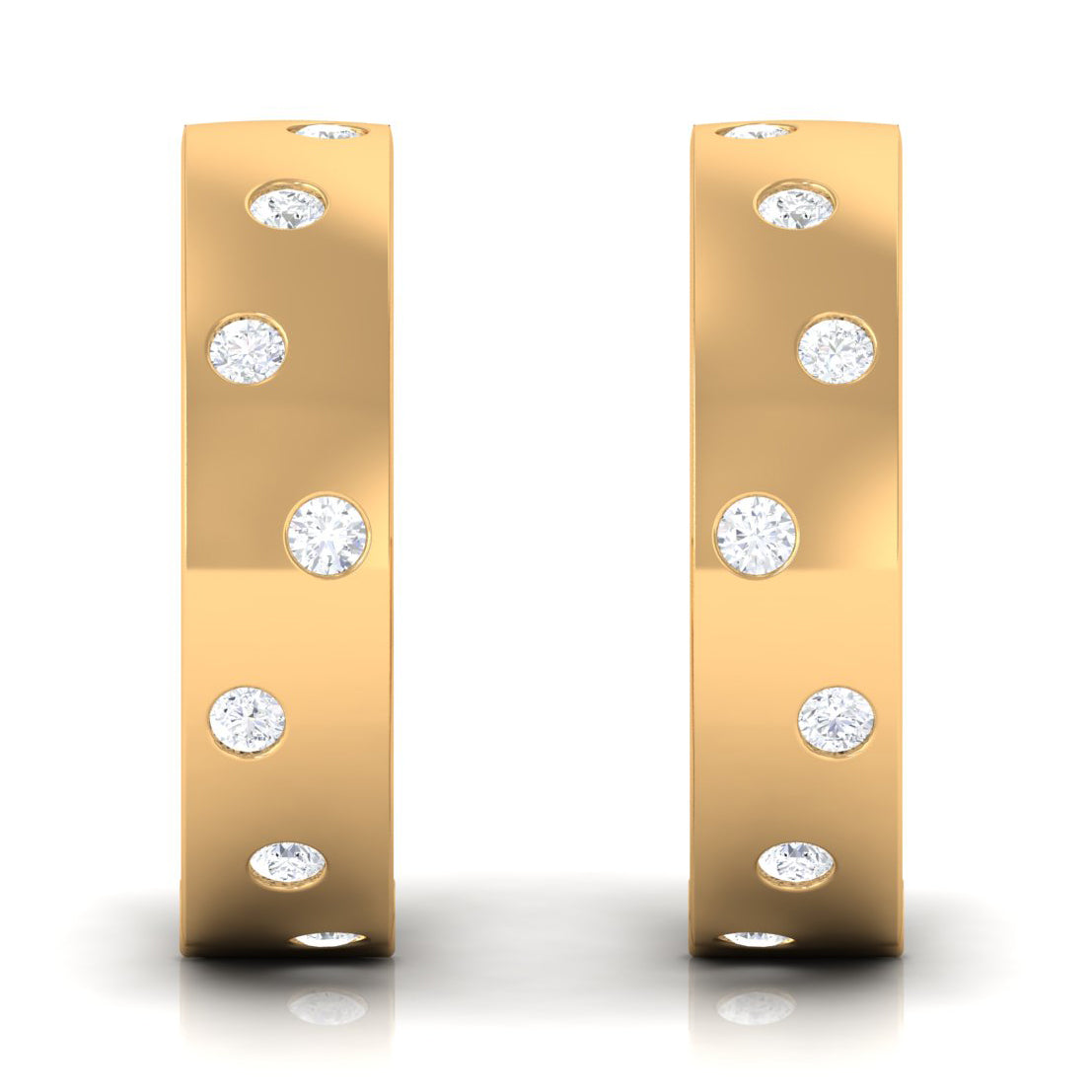 Flush Set Diamond Hoop Earrings For Women