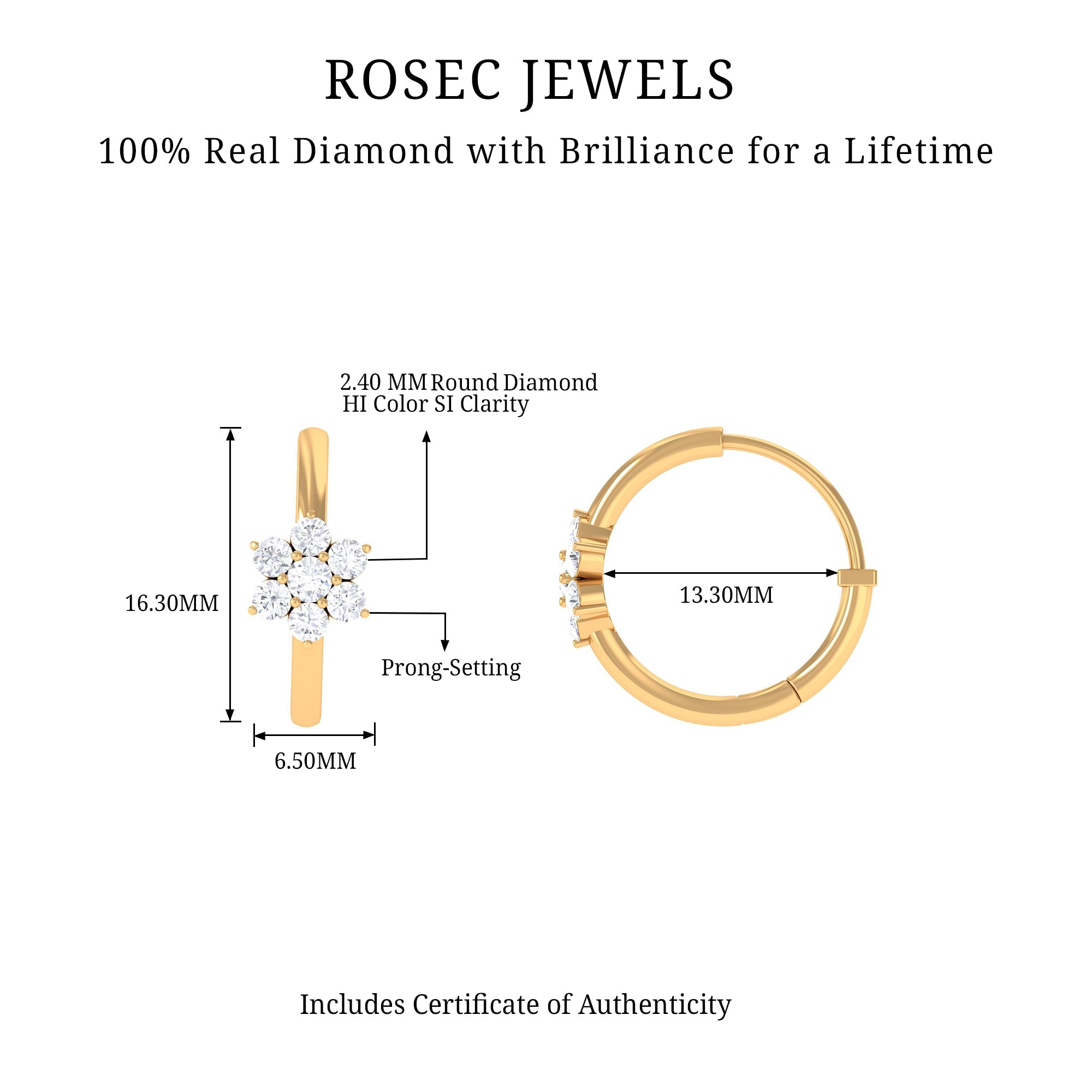 Diamond Flower Hoop Earrings For Her