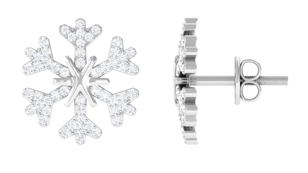 Natural Diamond Snowflake Earrings with Screw Back