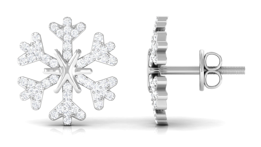 Natural Diamond Snowflake Earrings with Screw Back