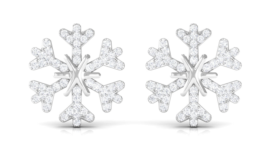 Natural Diamond Snowflake Earrings with Screw Back