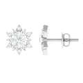 Round Diamond Flower Stud Earrings With Screw Back