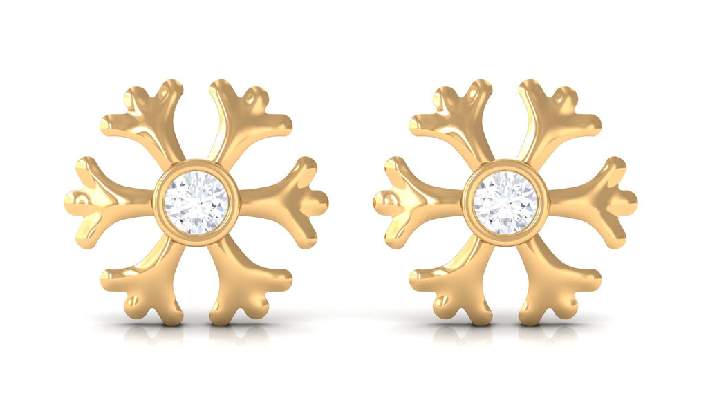 Minimal Diamond Snowflake Earrings with Screw Back
