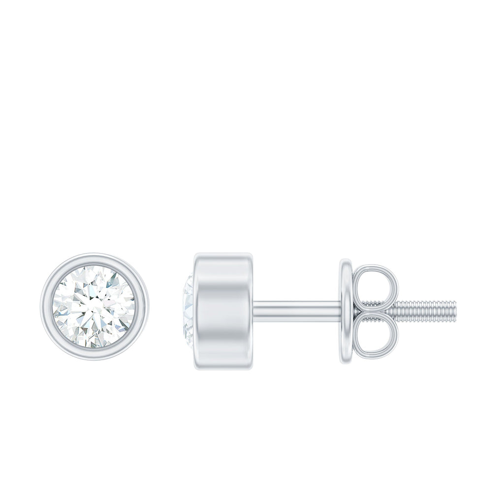 Minimalistic Bezel Set Diamond Stud Earrings