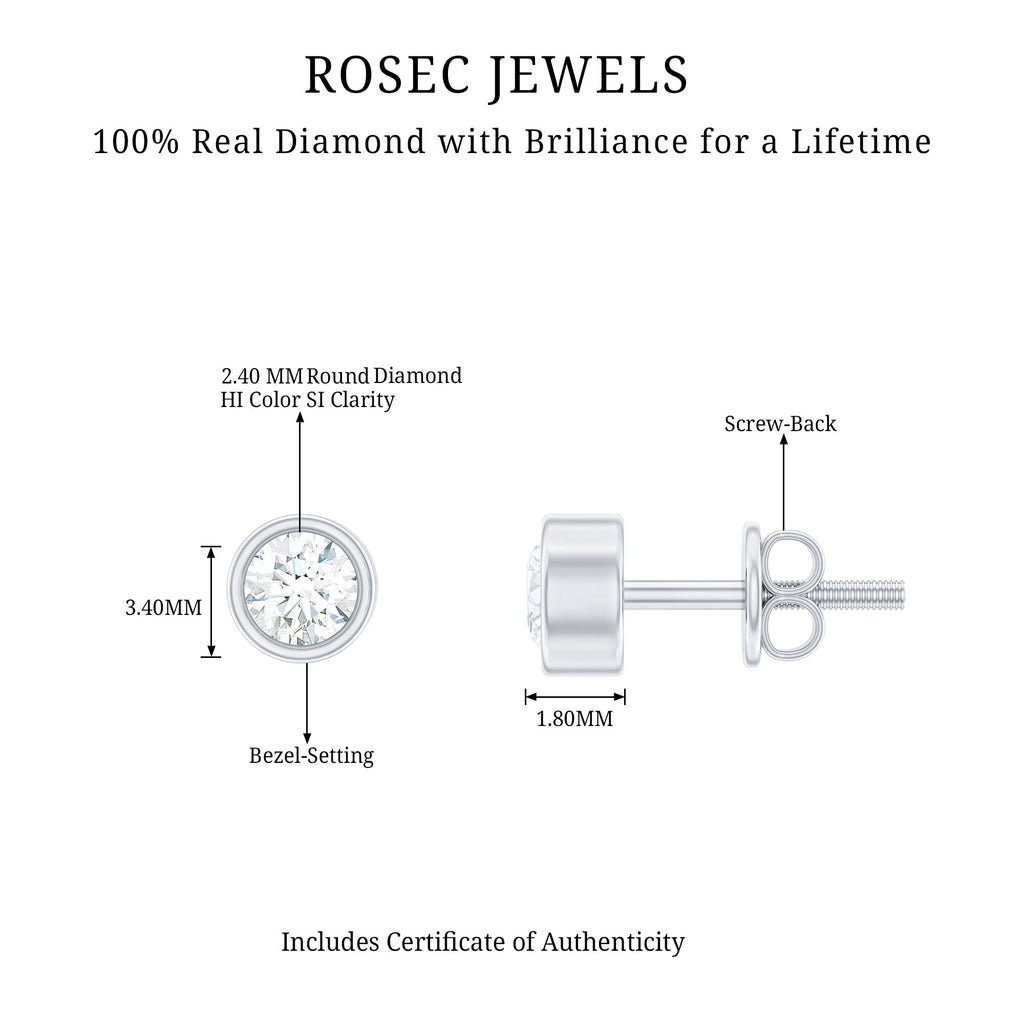 Minimalistic Bezel Set Diamond Stud Earrings