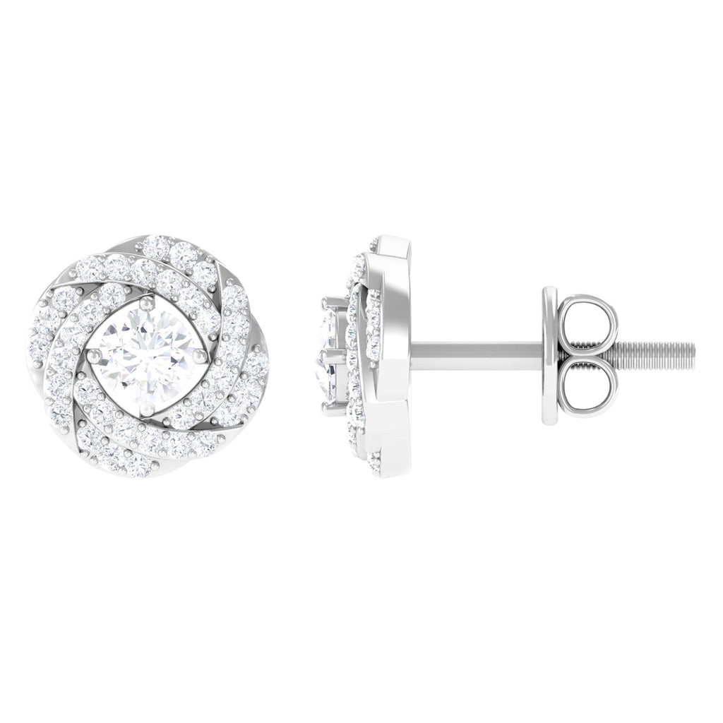 Classic Diamond Cluster Earrings with Screw Back