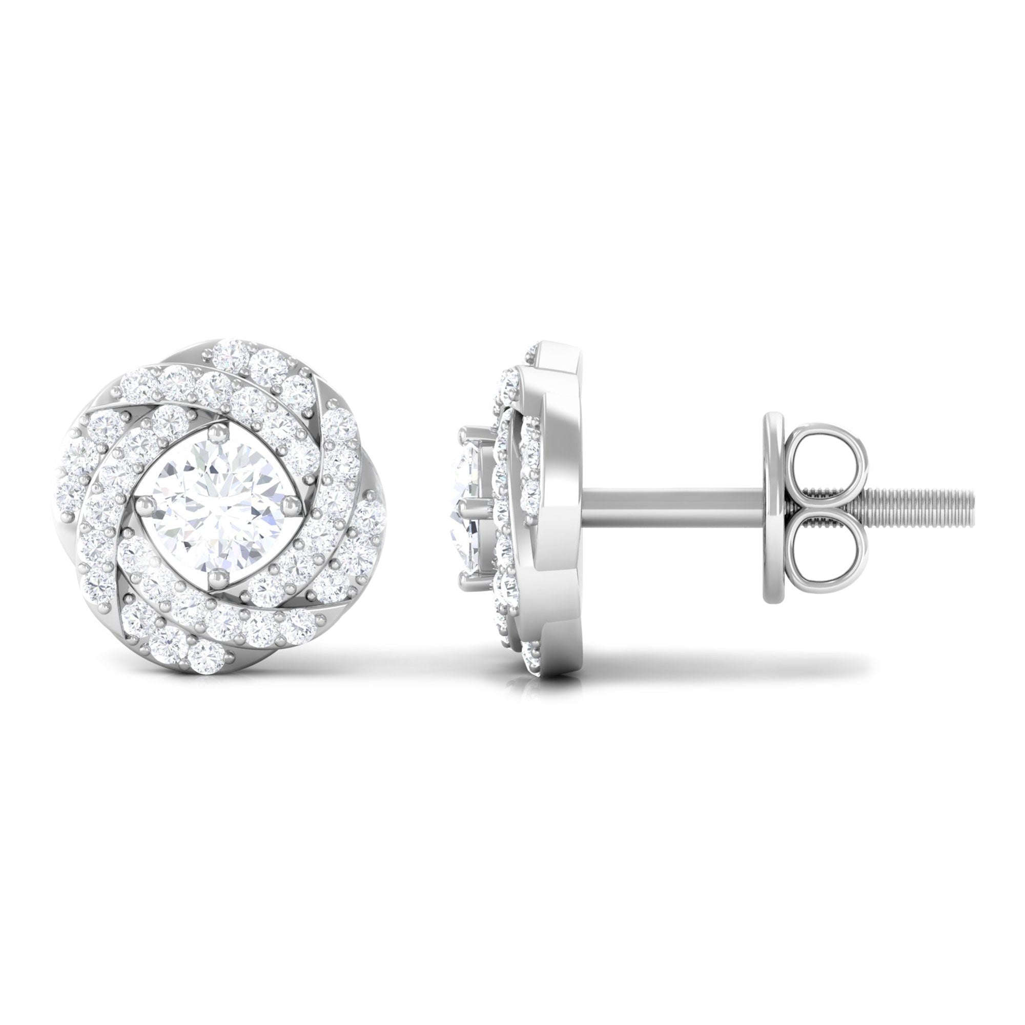 Classic Diamond Cluster Earrings with Screw Back
