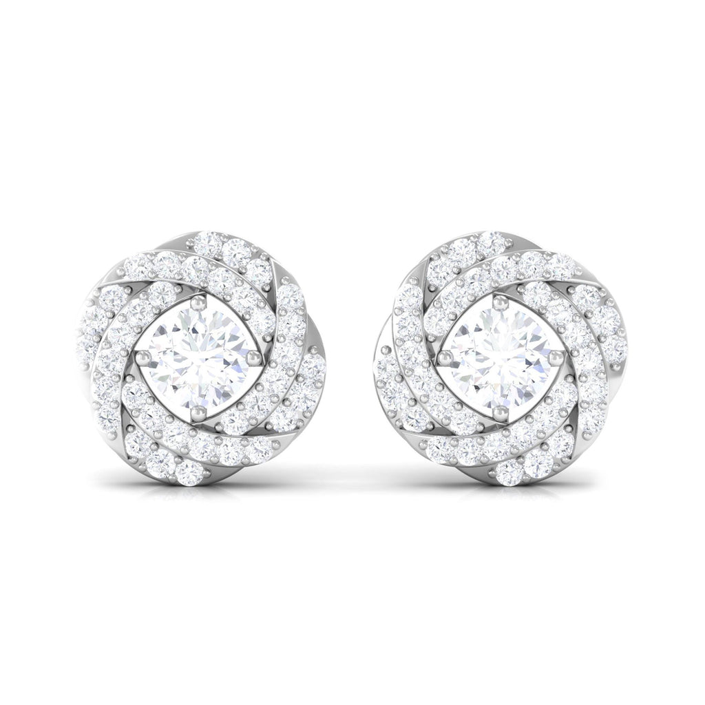 Classic Diamond Cluster Earrings with Screw Back