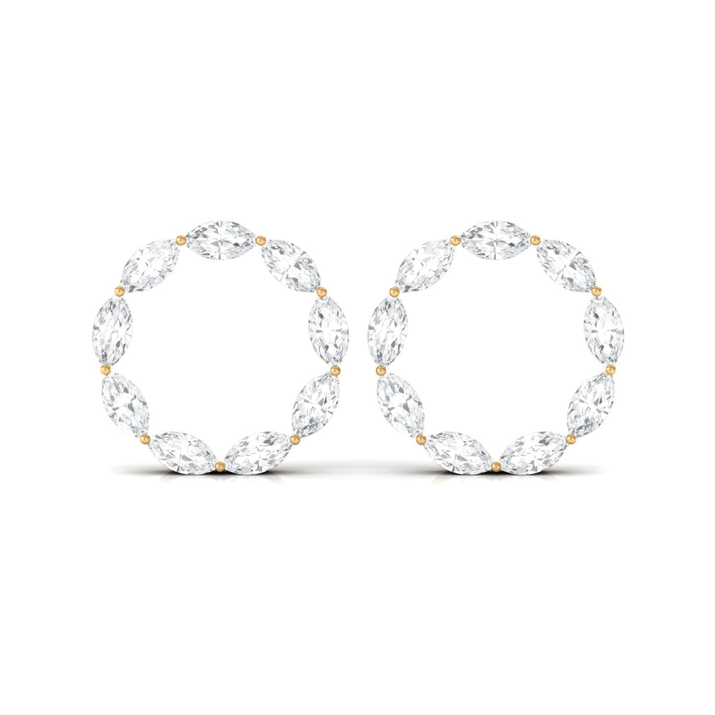 Natural Marquise Diamond Circle Earrings Studs with Screw Back