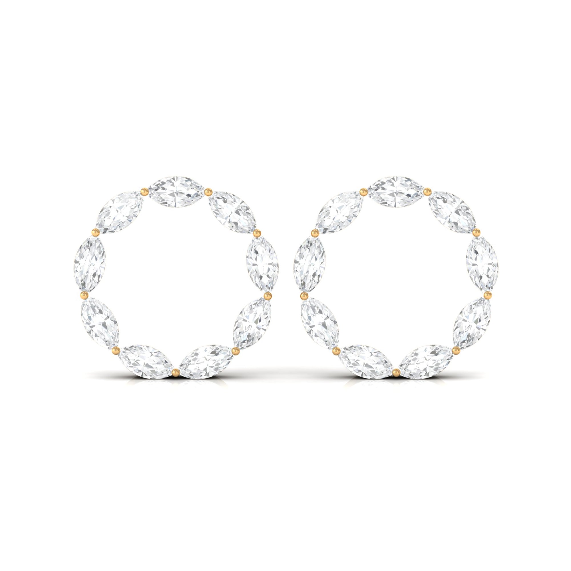 Natural Marquise Diamond Circle Earrings Studs with Screw Back