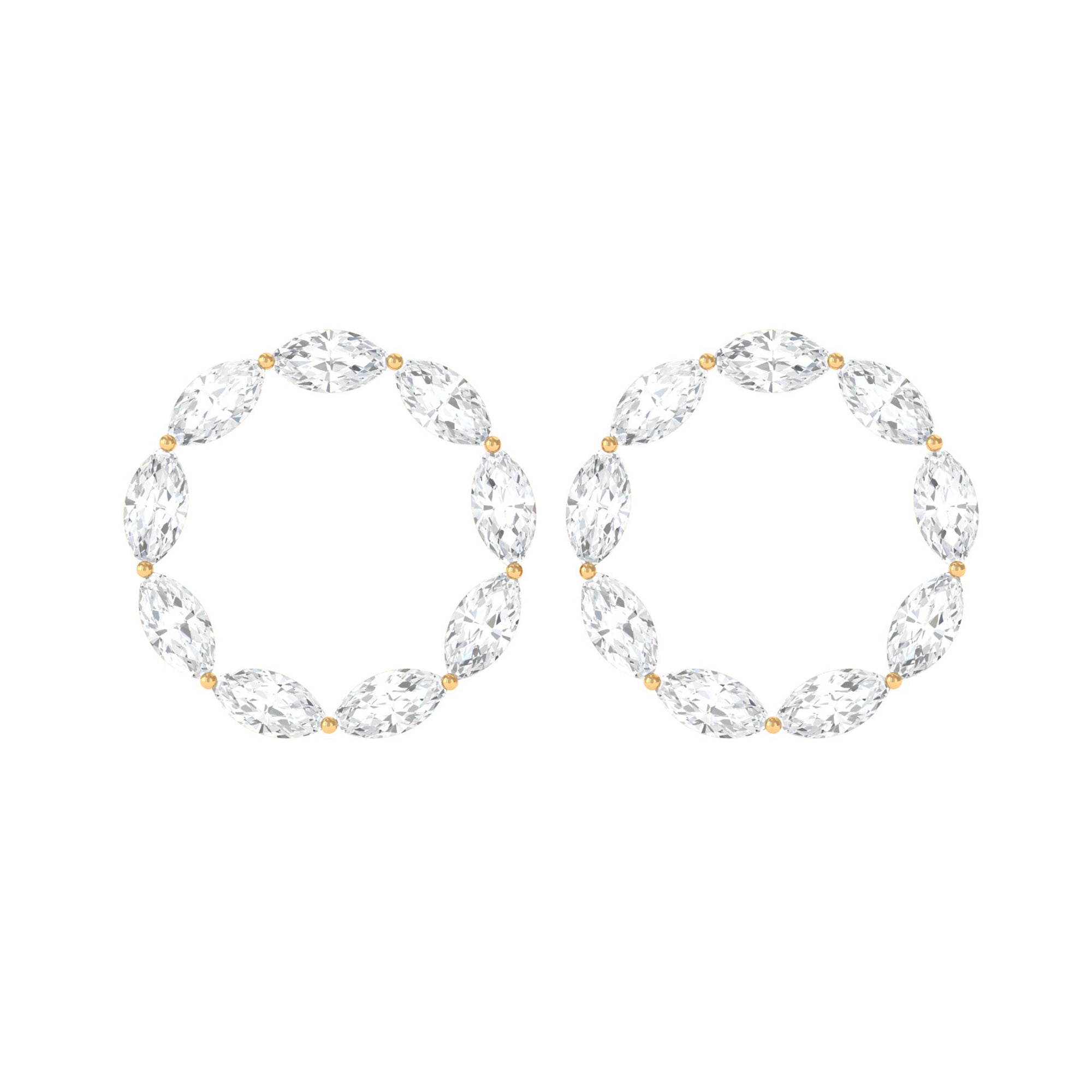 Natural Marquise Diamond Circle Earrings Studs with Screw Back