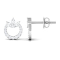Natural Diamond Circle Stud Earrings with Certificate