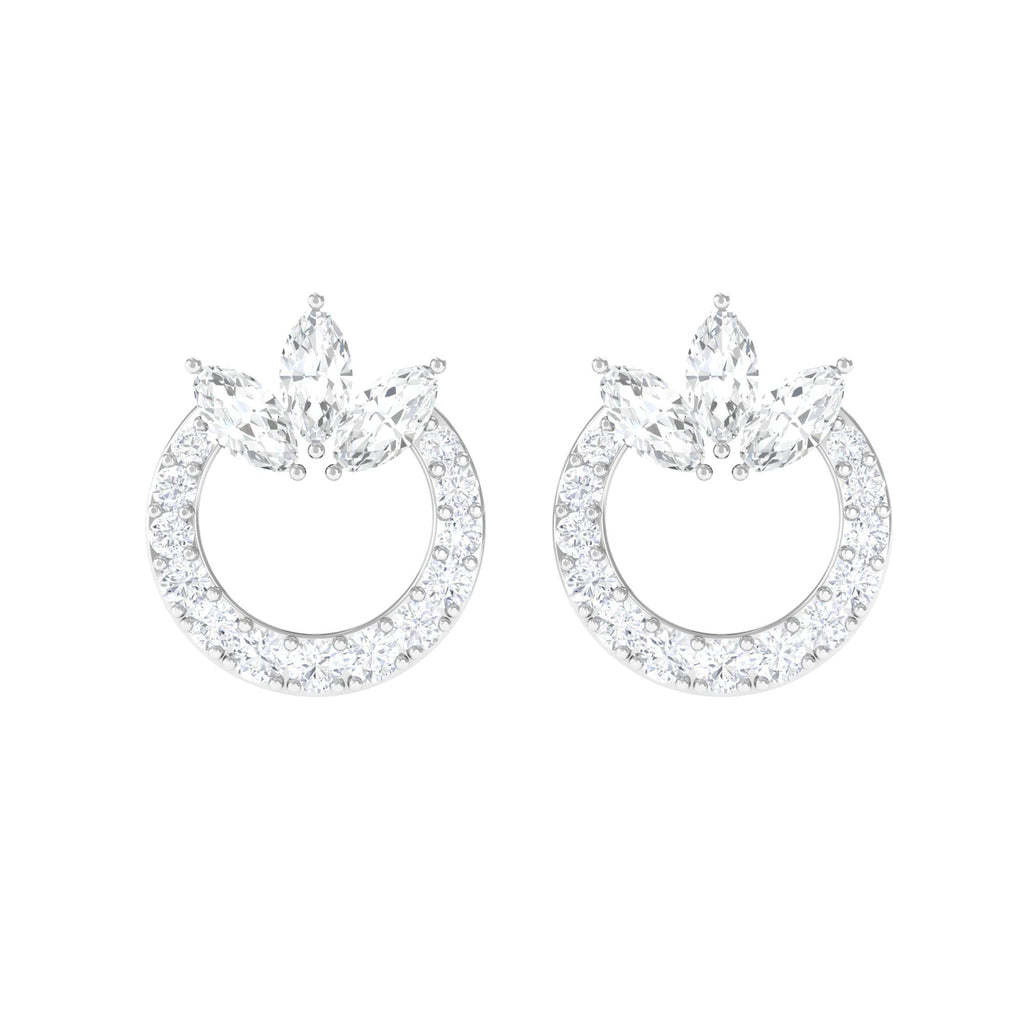 Natural Diamond Circle Stud Earrings with Certificate
