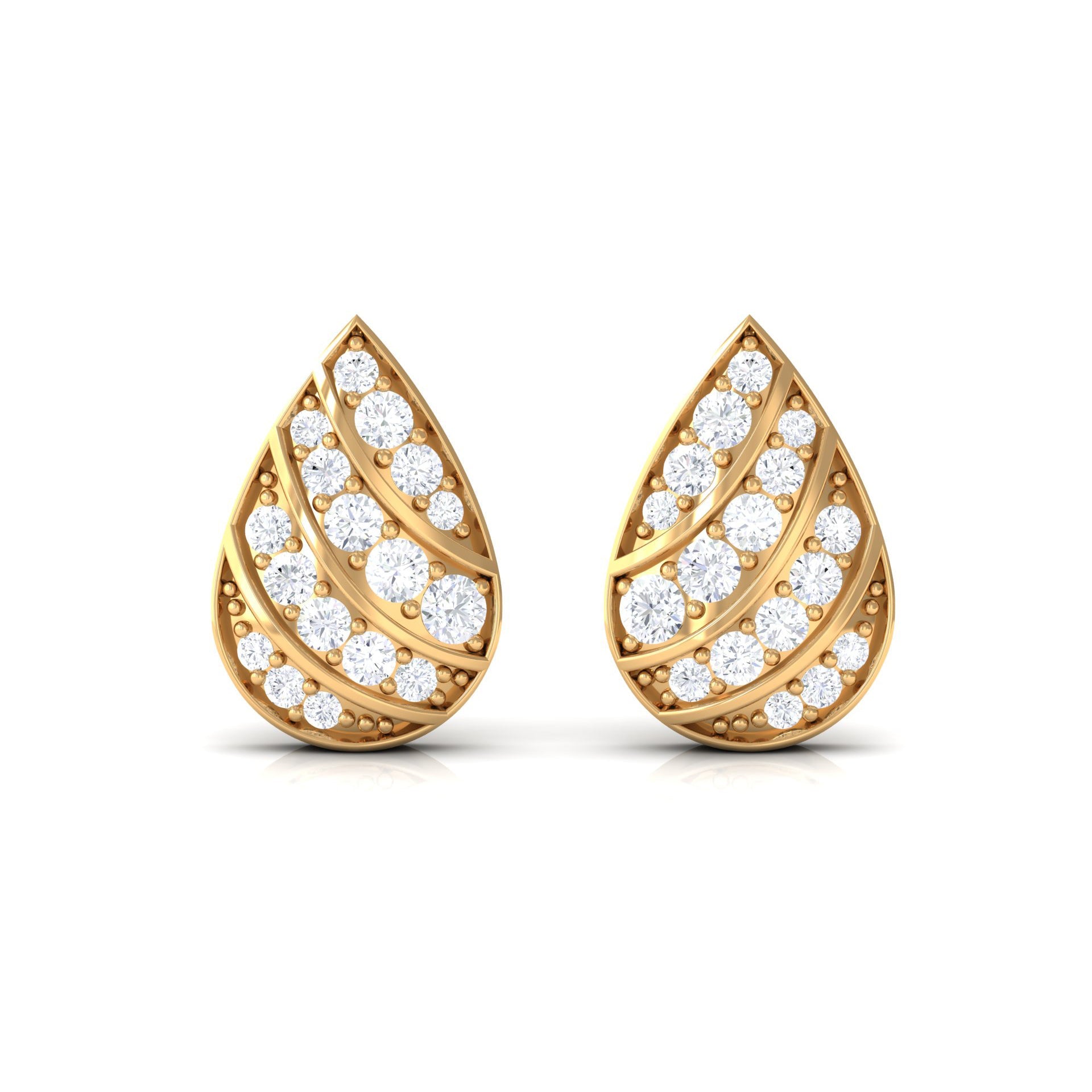 Certified Diamond Teardrop Stud Earrings For Her