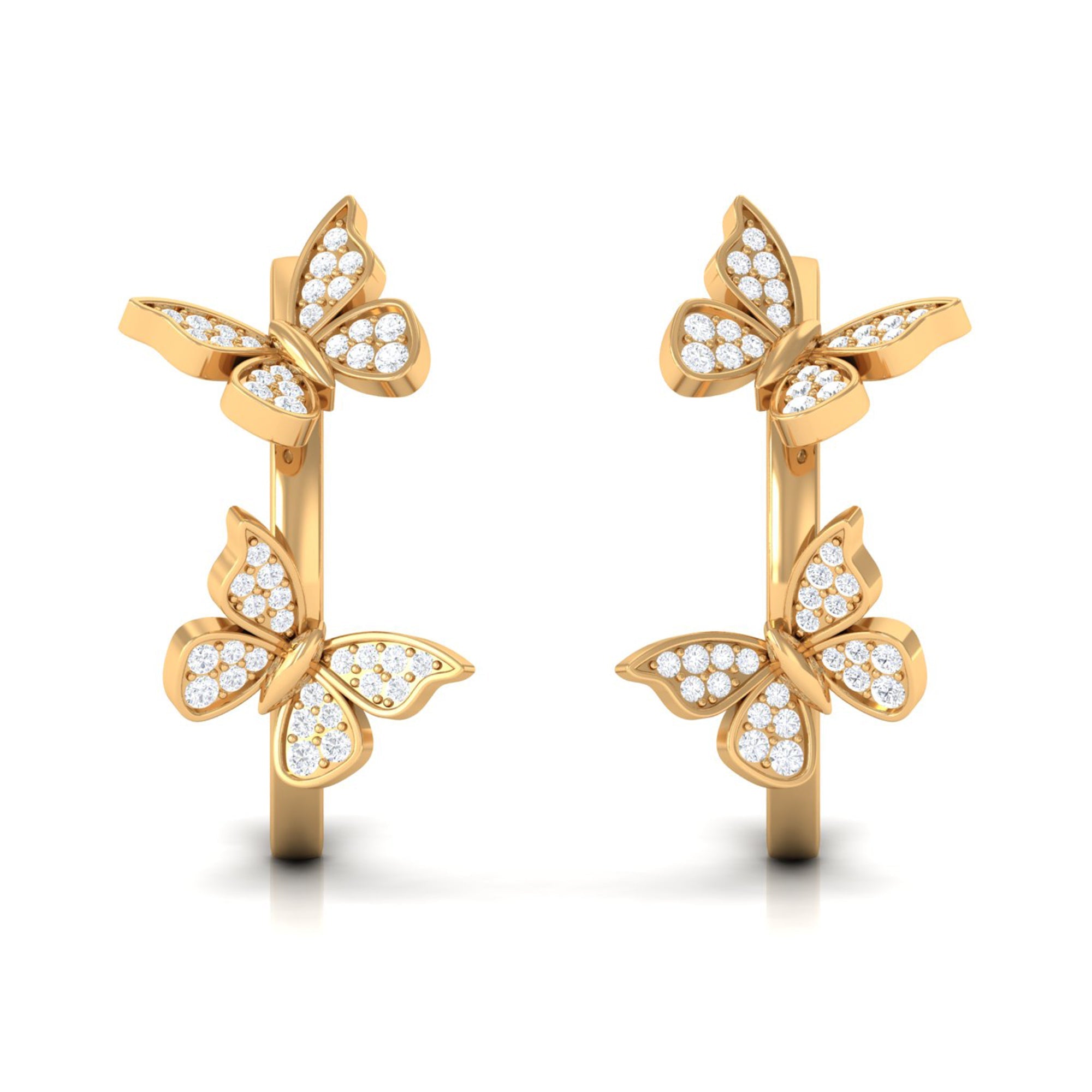 Diamond Butterfly Hoop Earrings