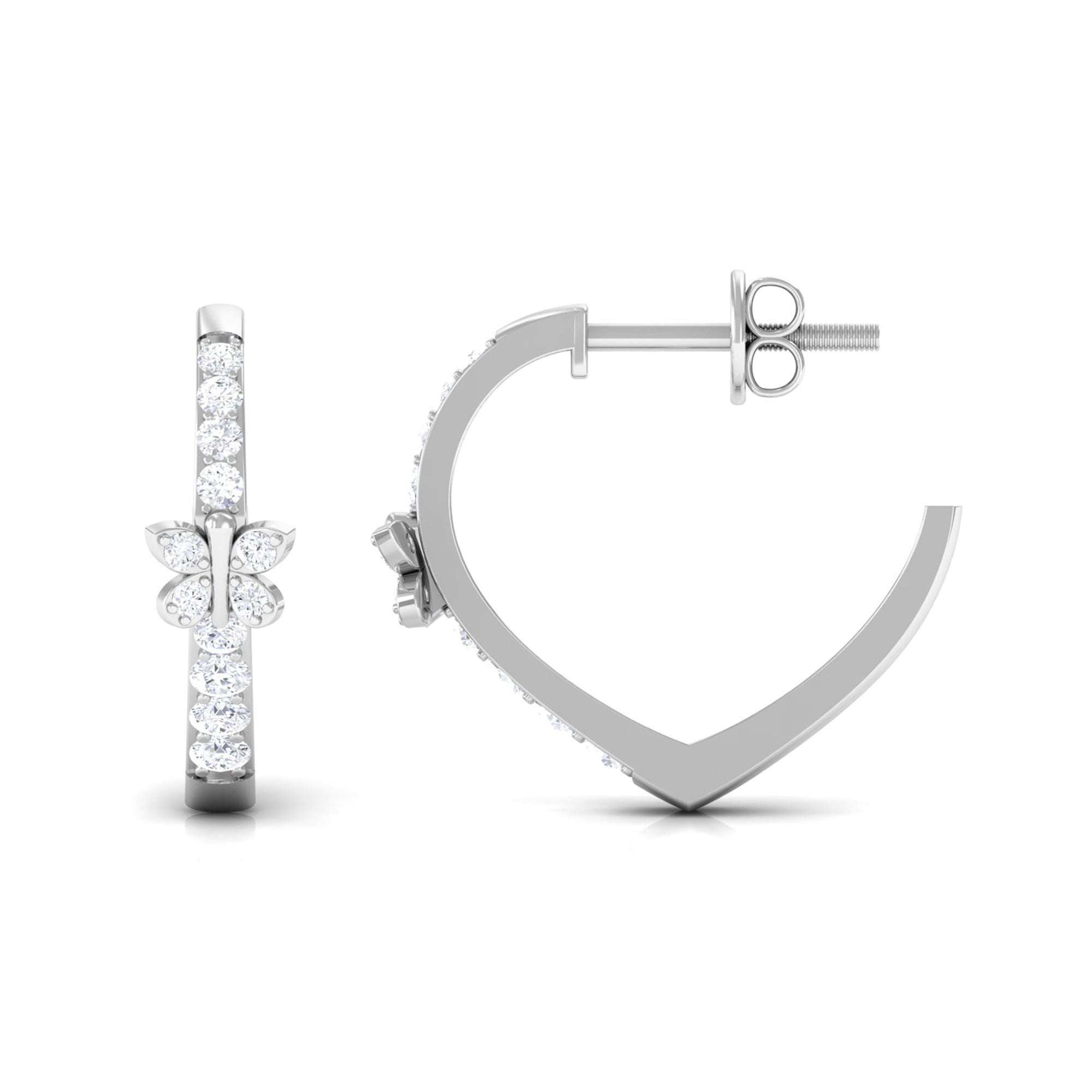 Certified Diamond Butterfly Hoop Earrings