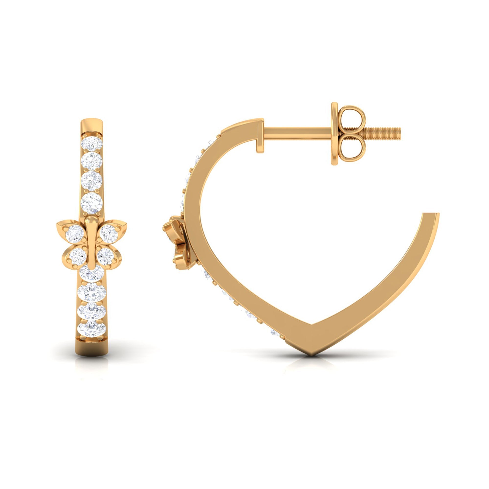 Certified Diamond Butterfly Hoop Earrings