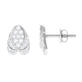 Genuine Diamond Lotus Leaf Earrings with Screw Back