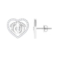 Diamond Heart Stud Earrings with Baby Feet