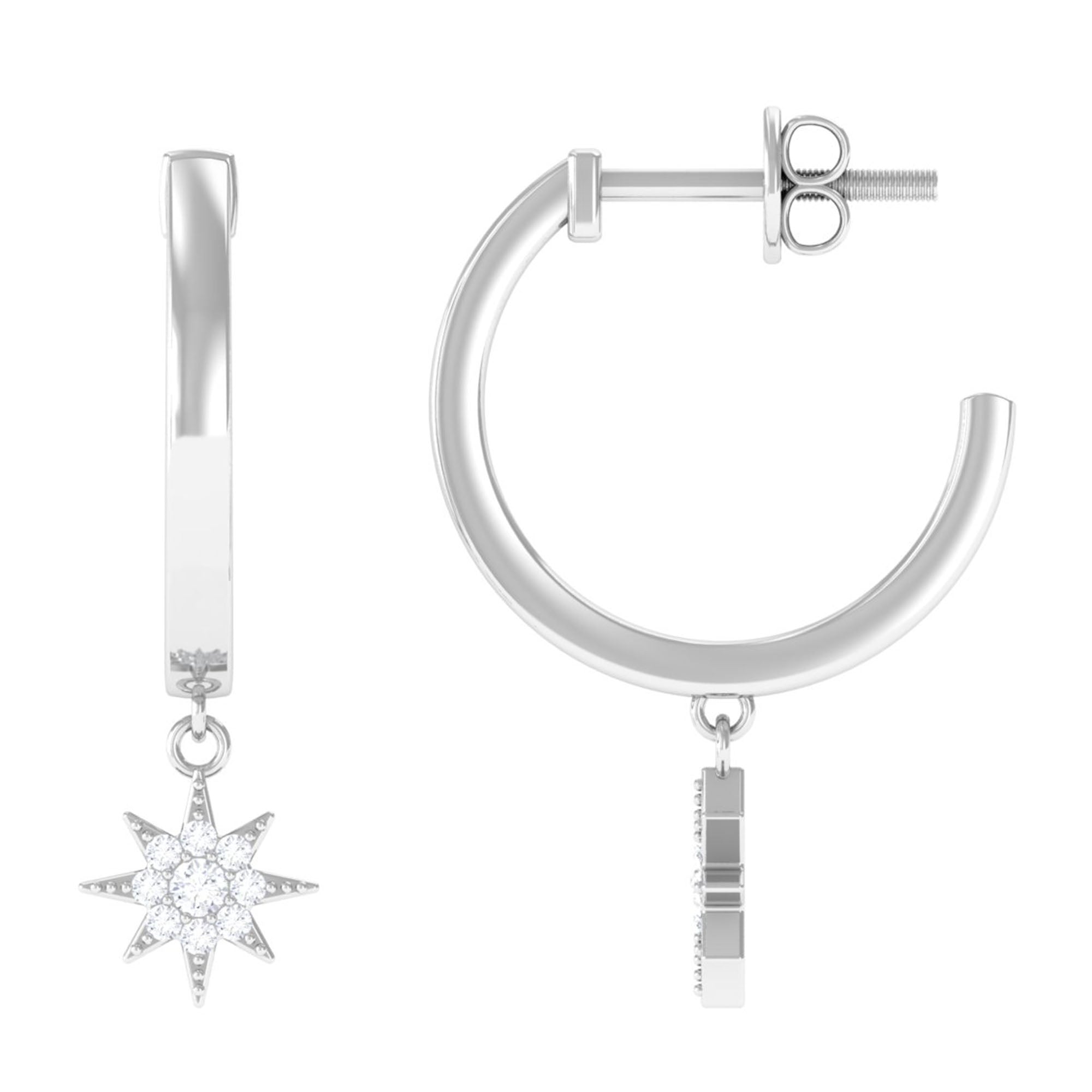 Certified Diamond Star Drop Earrings
