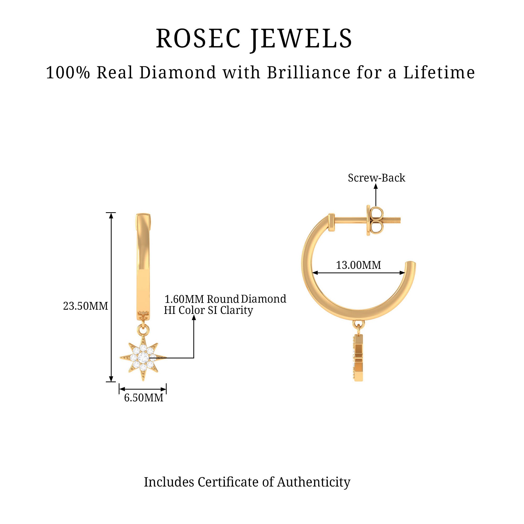 Certified Diamond Star Drop Earrings
