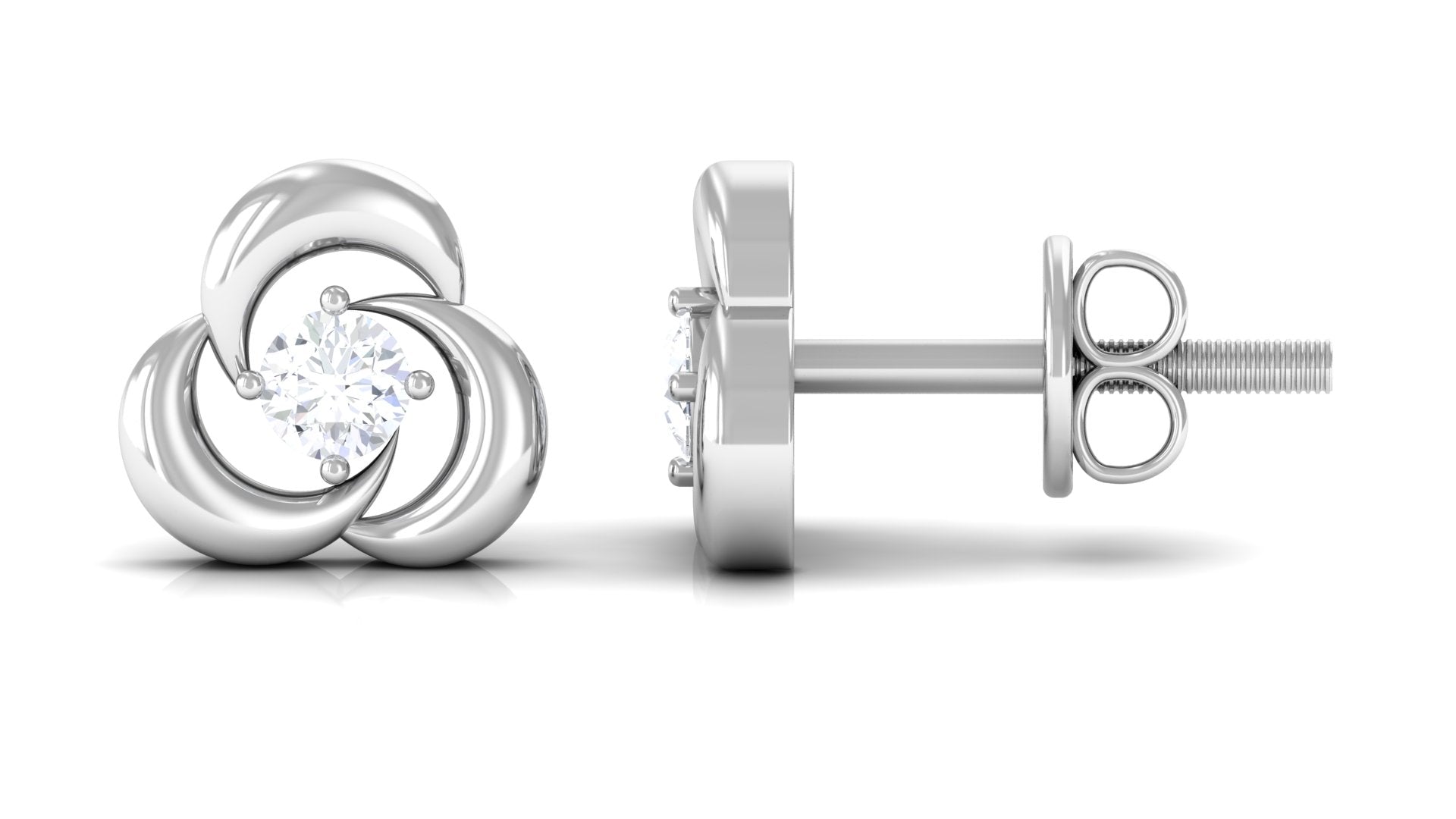 Diamond Swirl Stud Earring with Screw Back