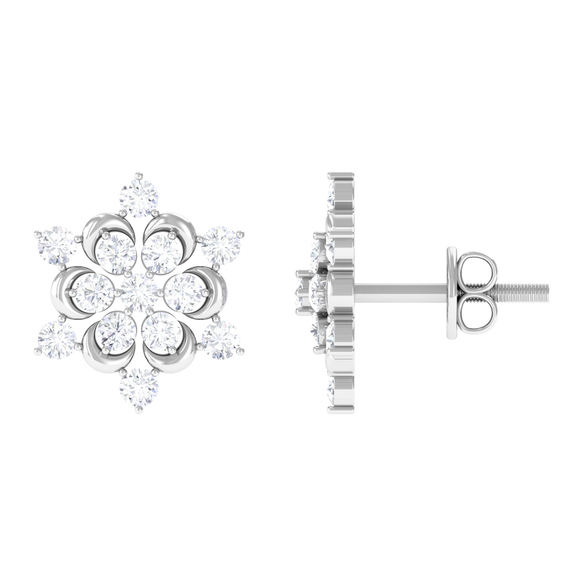 Certified Diamond Snowflake Stud Earrings