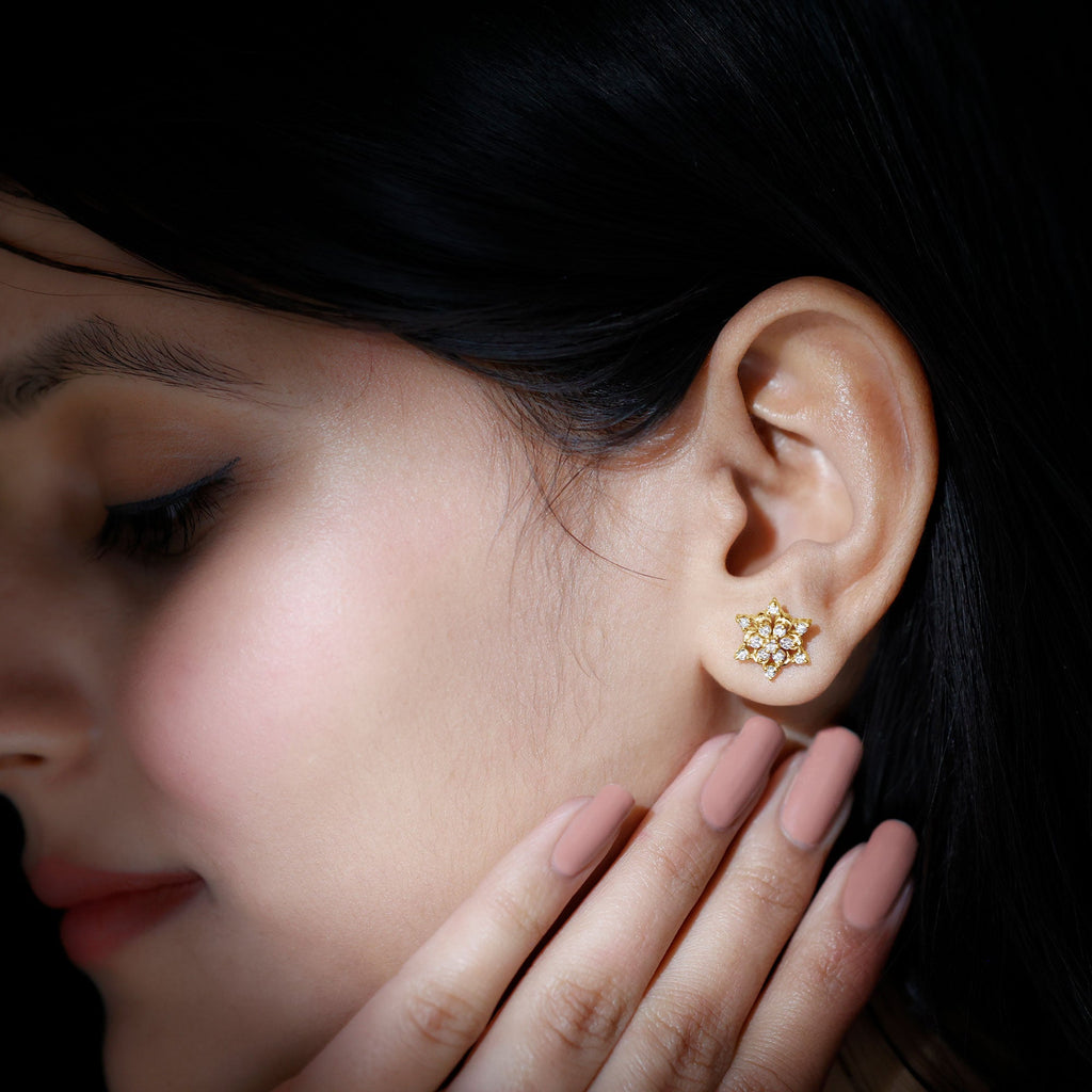 Certified Diamond Snowflake Stud Earrings