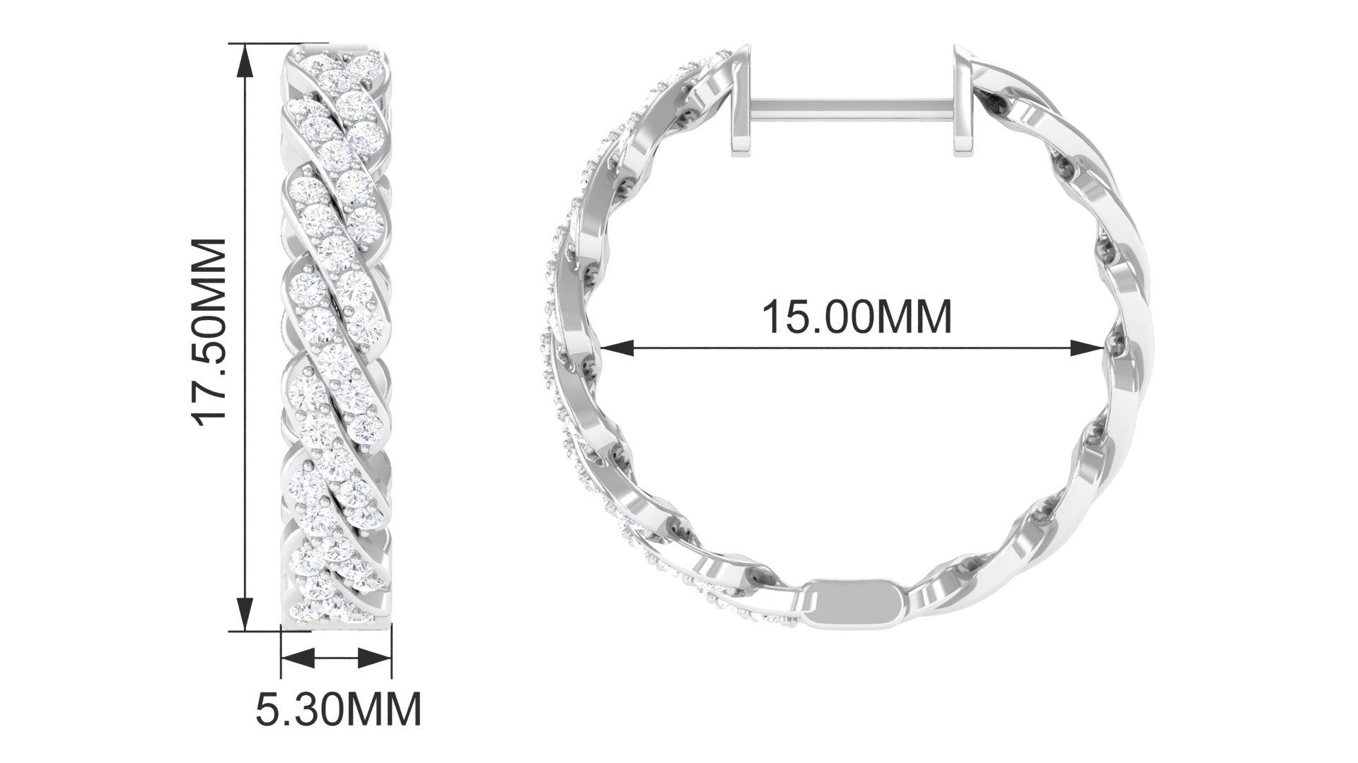 Natural Diamond Twisted Hoop Earrings with Certificate