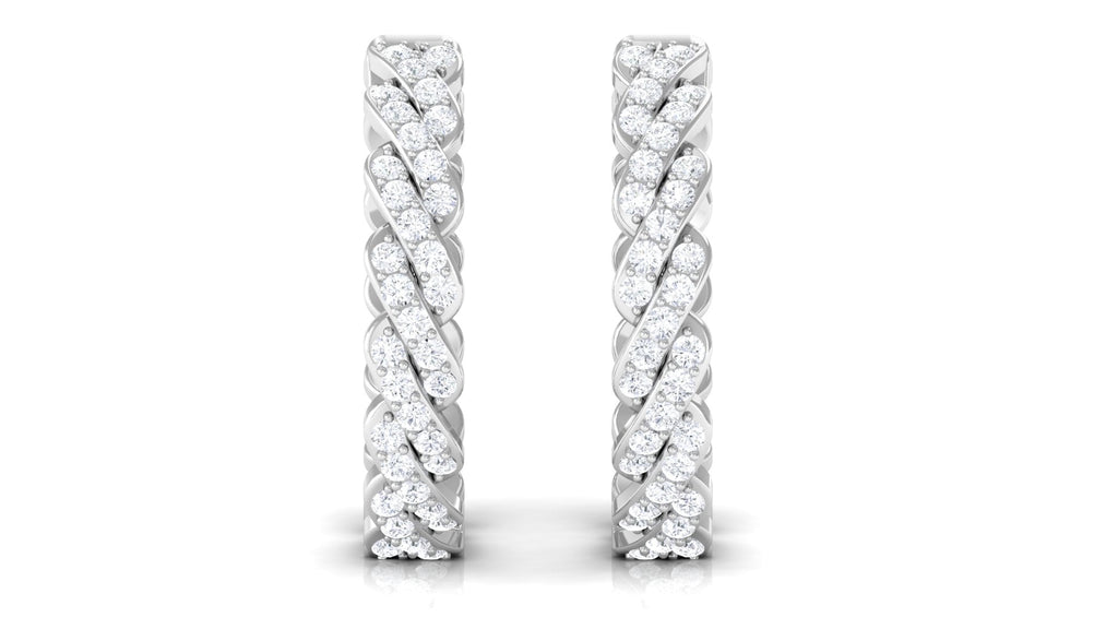 Natural Diamond Twisted Hoop Earrings with Certificate