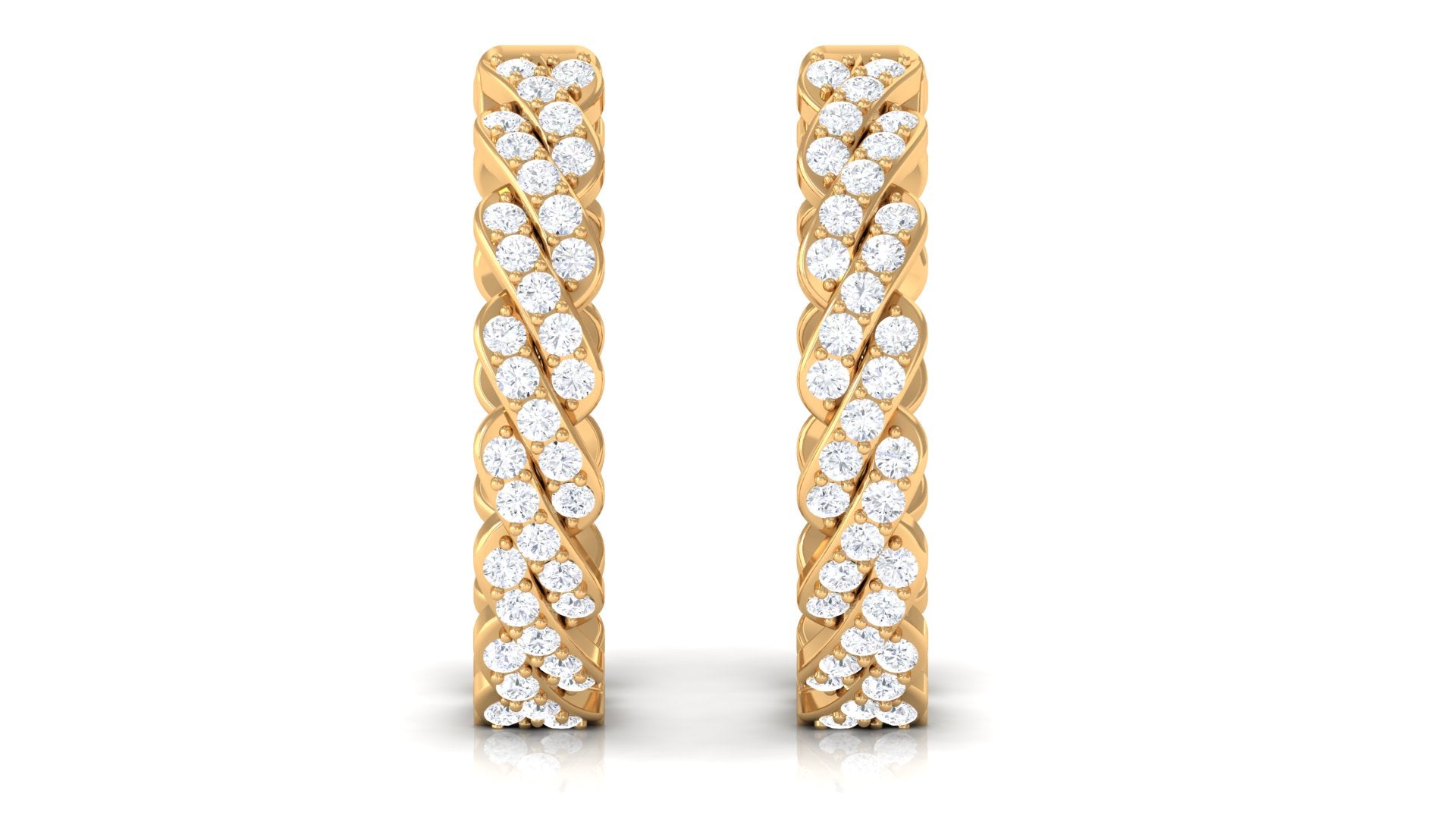Natural Diamond Twisted Hoop Earrings with Certificate