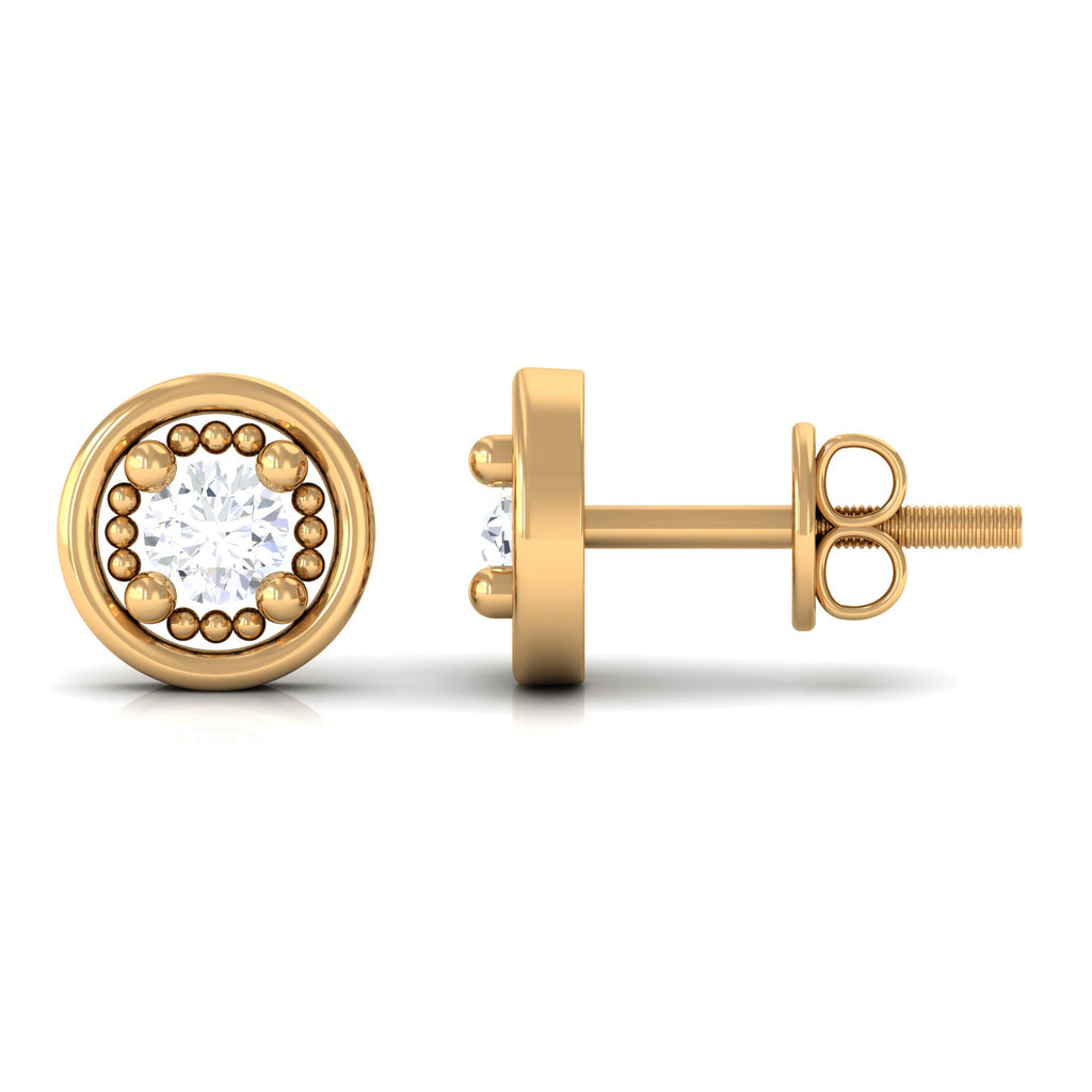 Genuine Diamond Vintage Stud Earrings with Screw Back