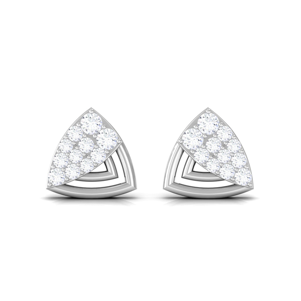 Genuine Diamond Geometric Stud Earrings with Screw Back