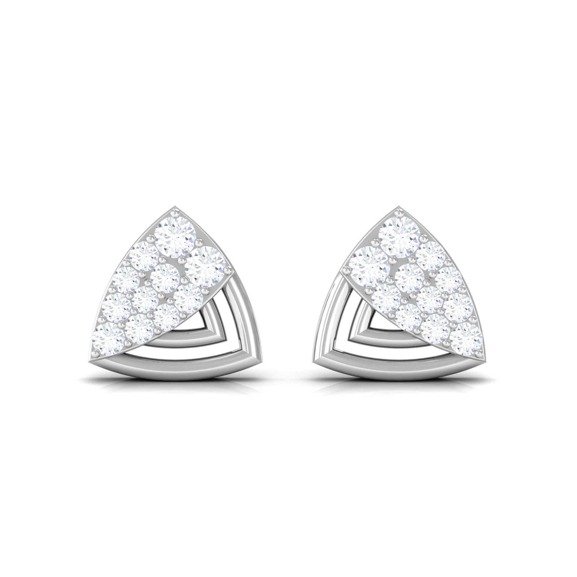 Genuine Diamond Geometric Stud Earrings with Screw Back