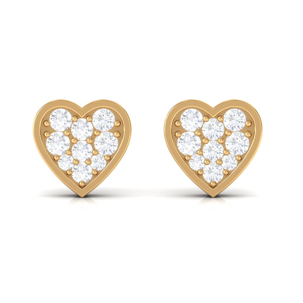 Natural Diamond Heart Shape Stud Earrings with Certificate