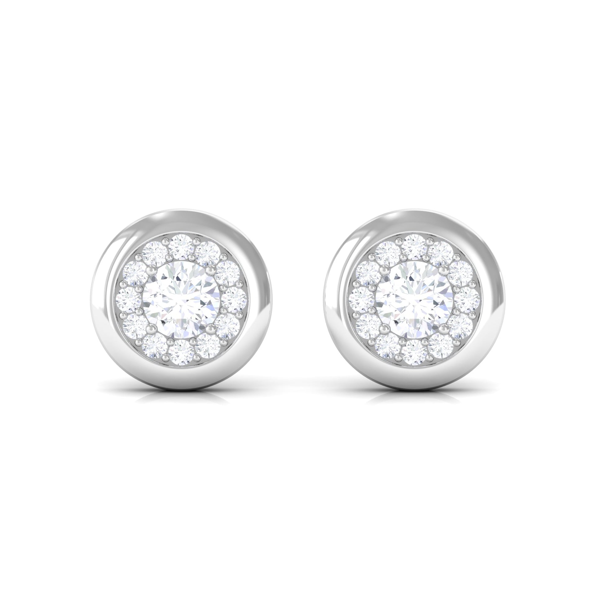 Certified Real Diamond Cluster Stud Earrings with Screw Back
