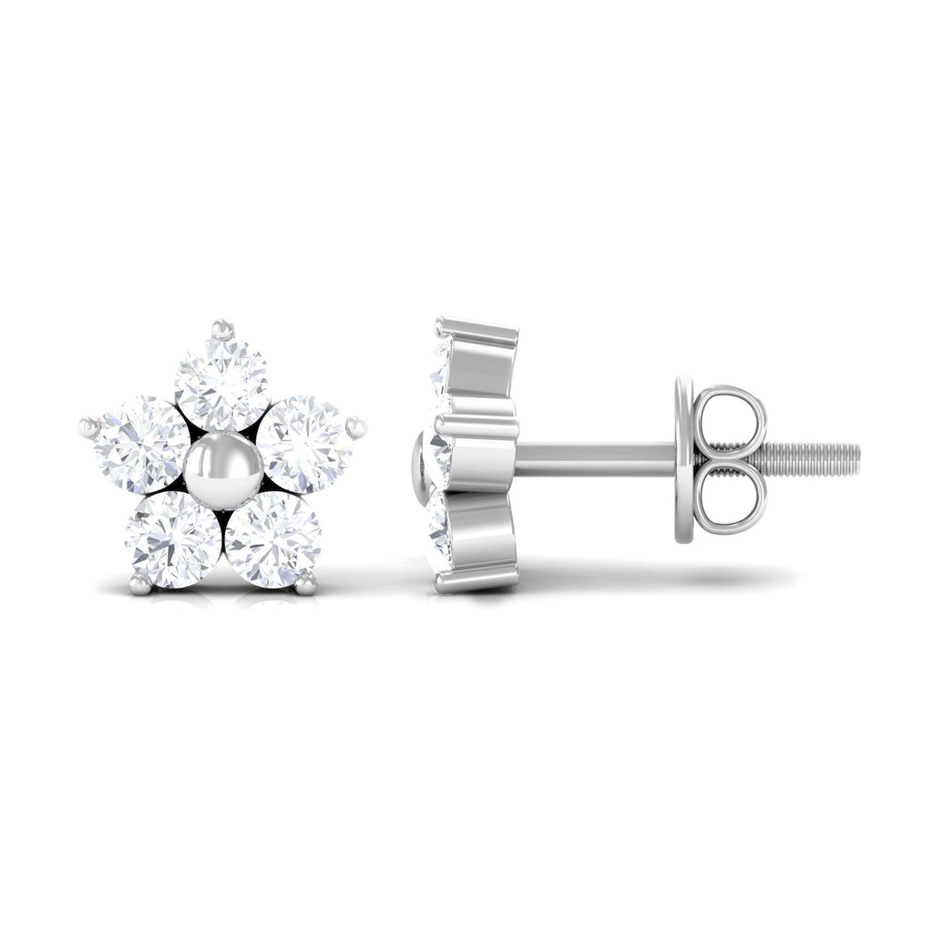 Certified Diamond Flower Stud Earrings in Prong Setting