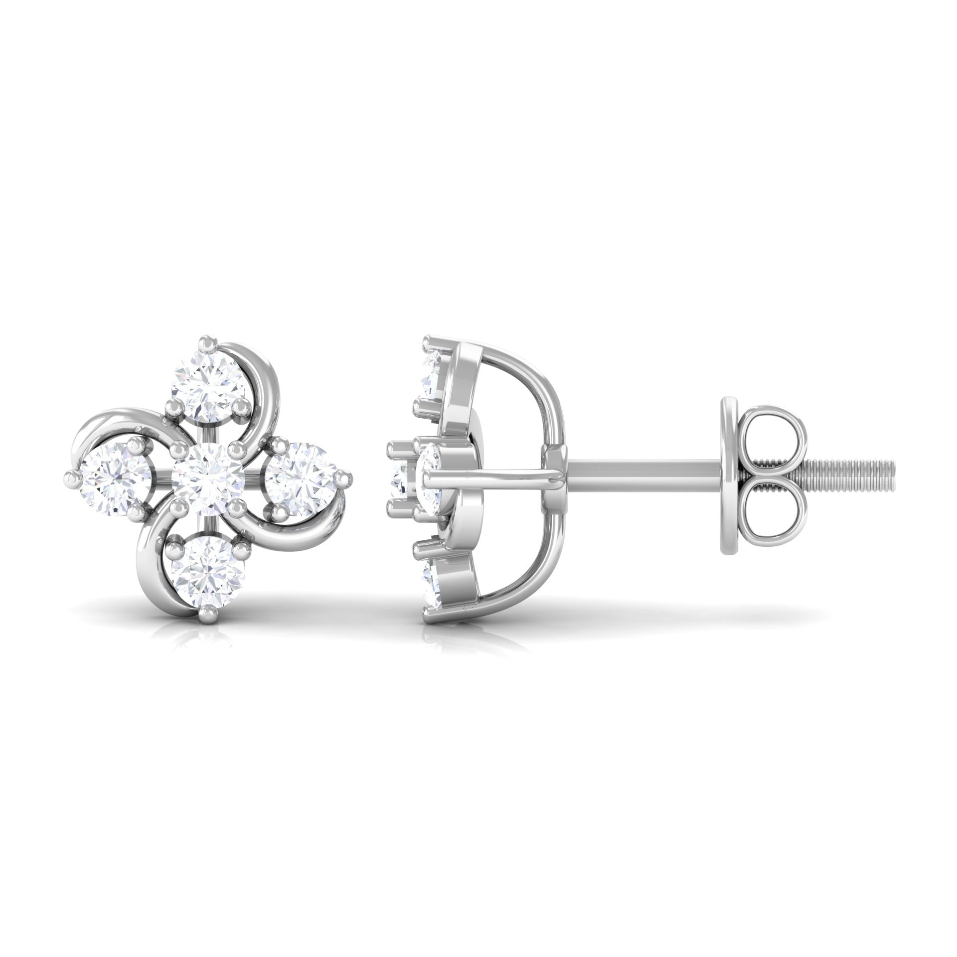 Diamond Flower Cluster Earrings For Women