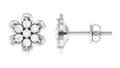 Brilliant Cut Diamond Flower Stud Earrings with Screw Back