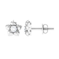 Diamond Flower Petal Stud Earrings in Prong Setting